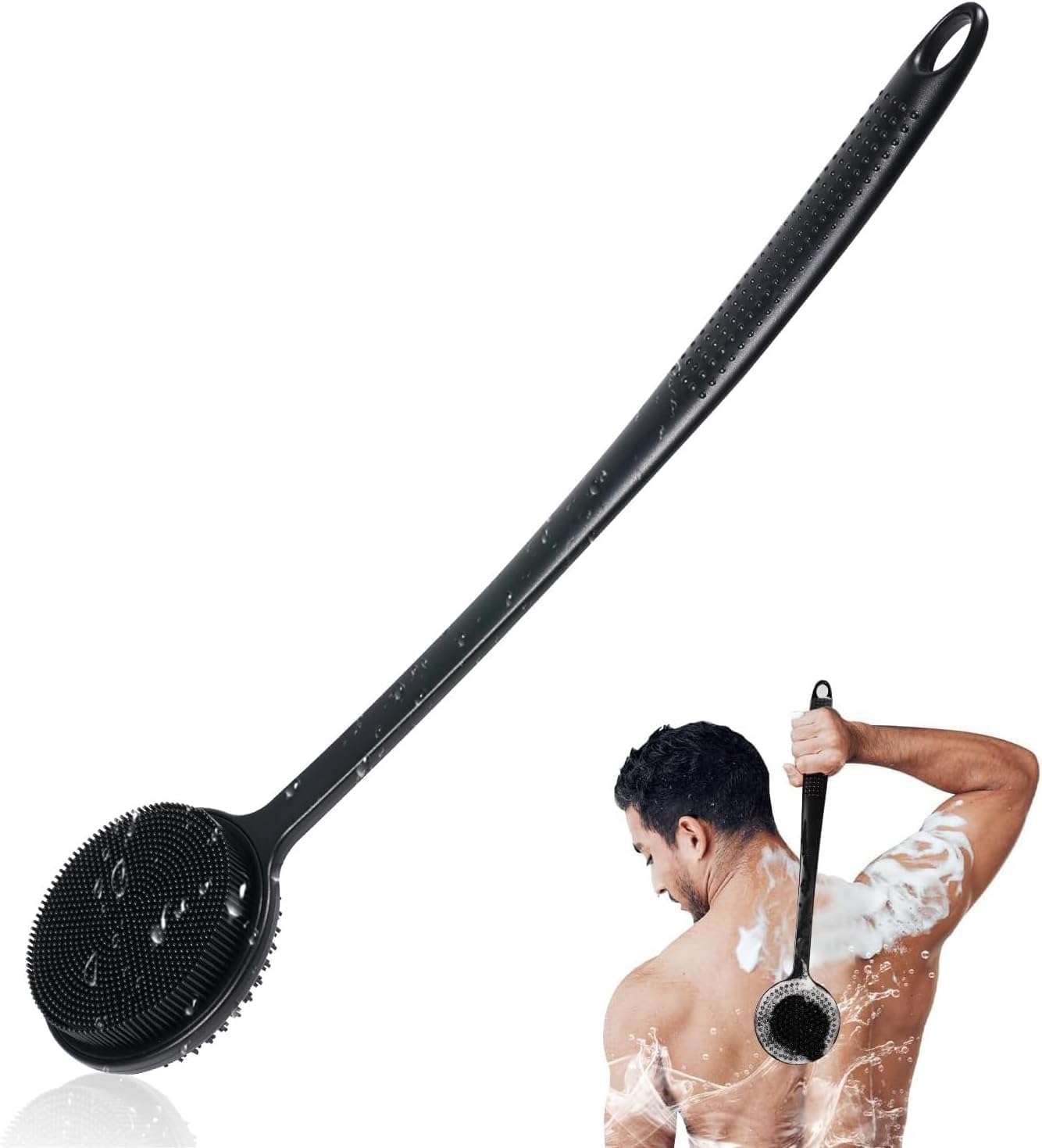 Long Handle Silicone Bath Brush for Back Scrubbing