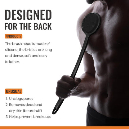 Long Handle Silicone Bath Brush for Back Scrubbing